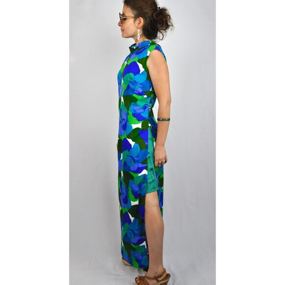 60s HAWAIIAN Floor Length Maxi Dress - Open Back Dress - Psychedelic - S - M - Picture 5 of 5
